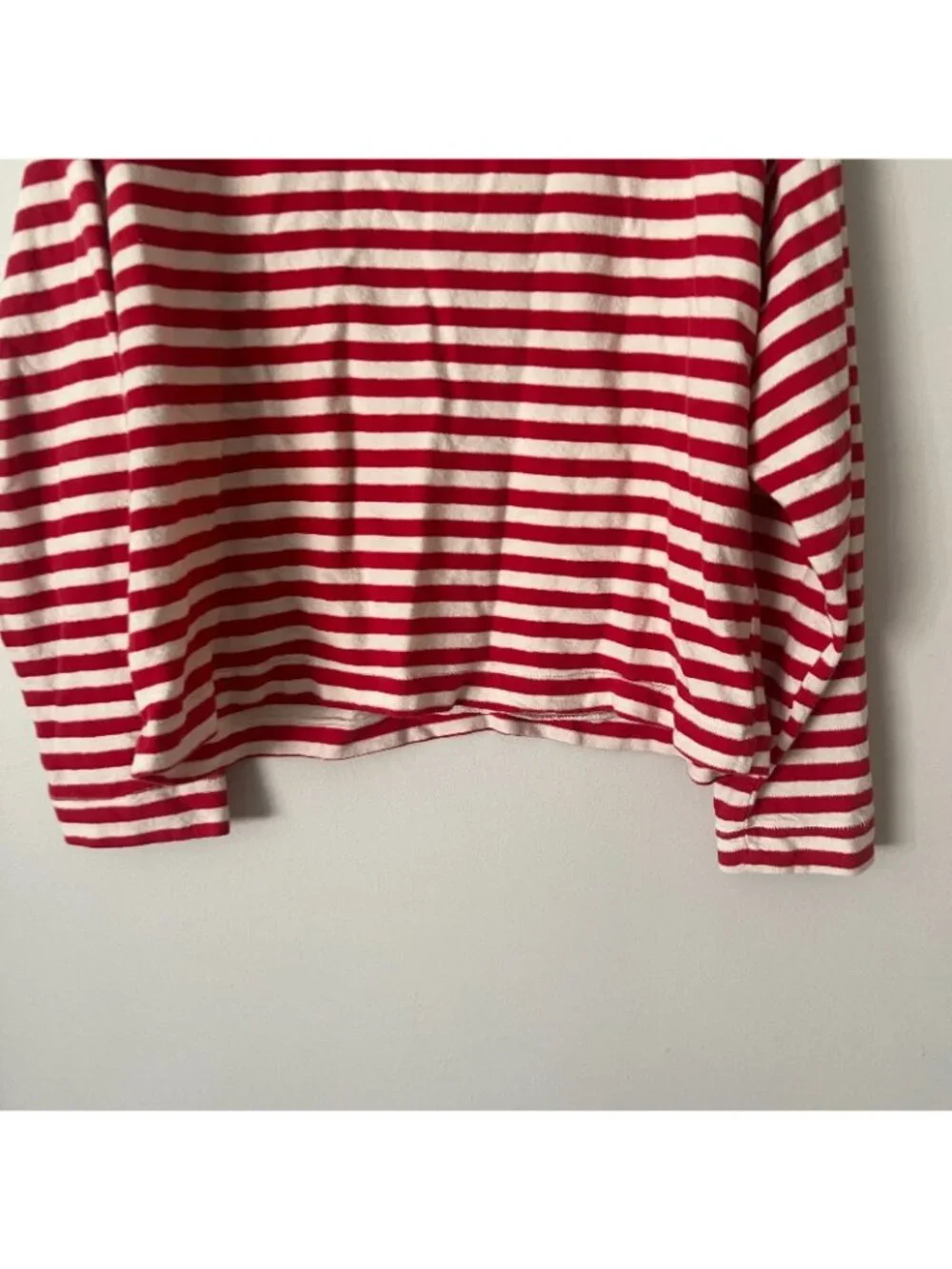 Universal Thread Red & White Stripe Boat Neck Long Sleeve Shirt Women's Size L - Picture 7 of 9